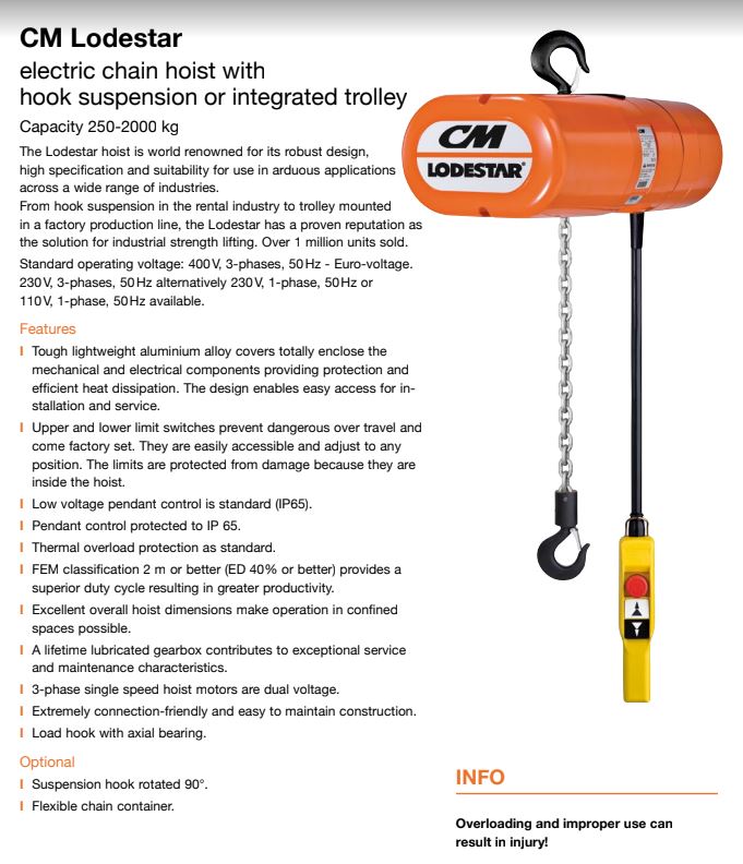 Image of 110v chain hoists – Available for hire